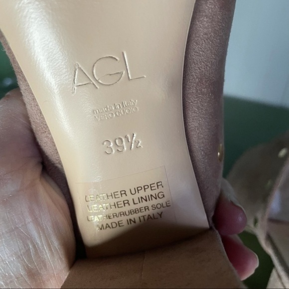 NWT AGL PAVELOU Suede Heeled Mules in Poudre/Powder - Picture 5 of 9